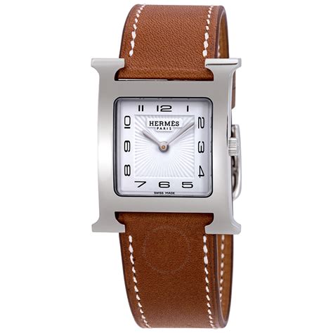 hermes heure h white dial ladies watch|hermes heure h leather strap.